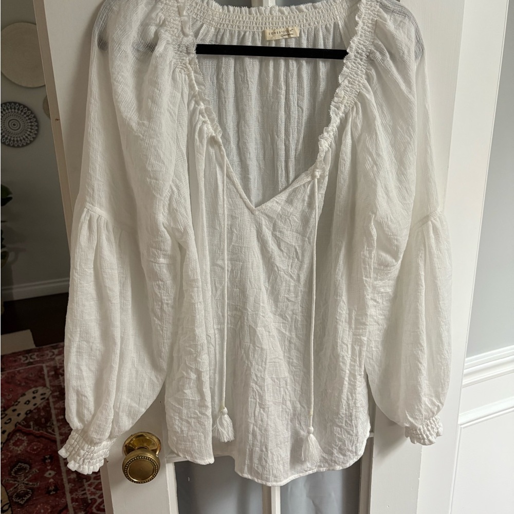 Love stitch white top